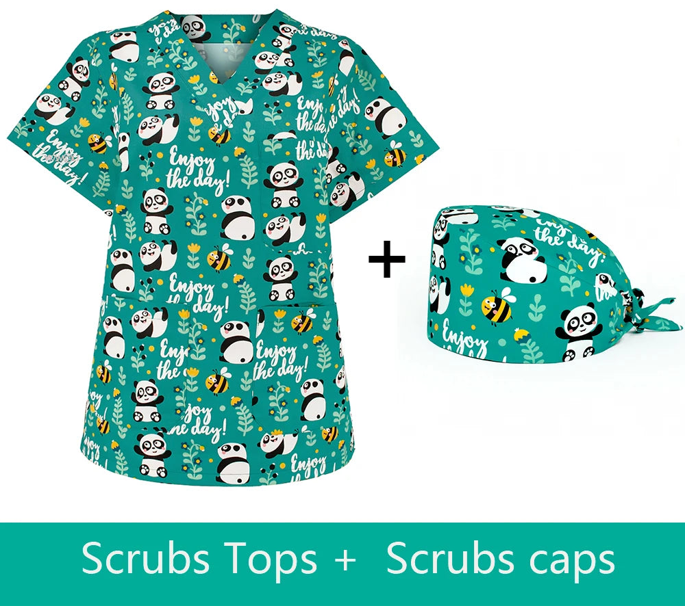 Matching scrub top & cap