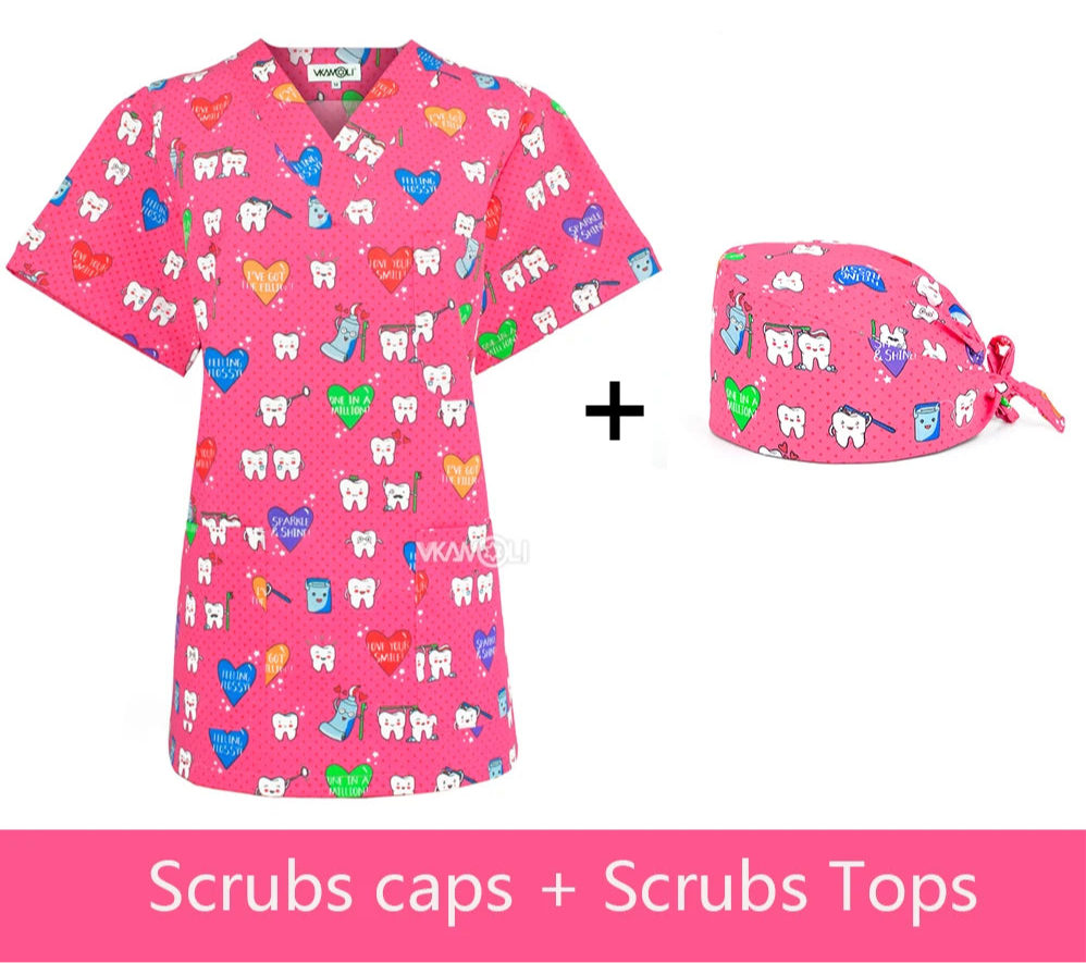 Matching scrub top & cap