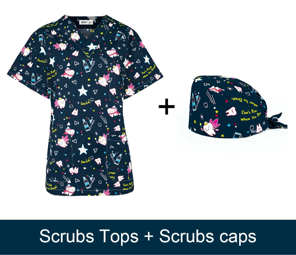 Matching scrub top & cap