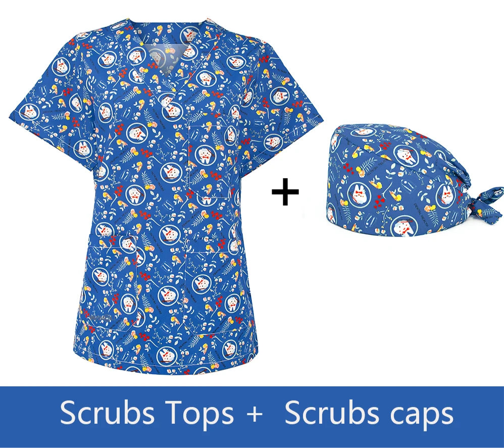 Matching scrub top & cap