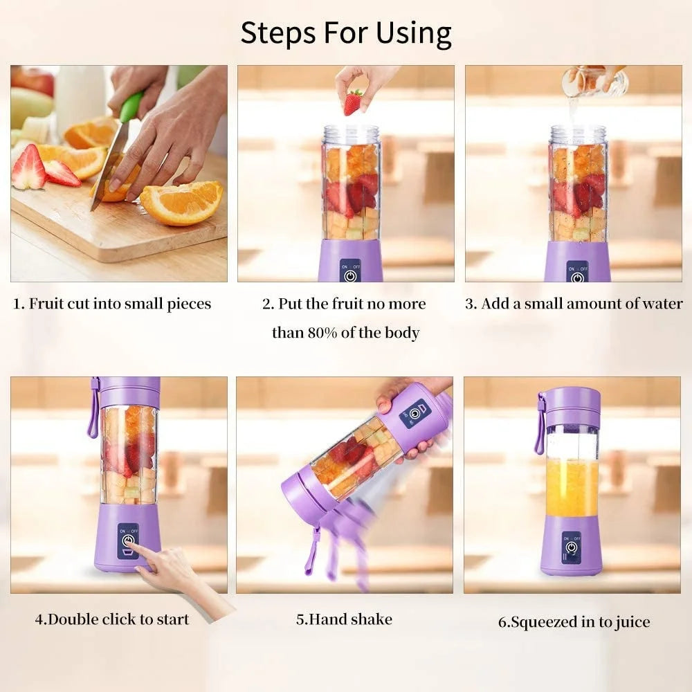 Electric Portable Mini Whirlwind Juice Cup Charging Mini Edition Fruit Juice Machine 6 Blades