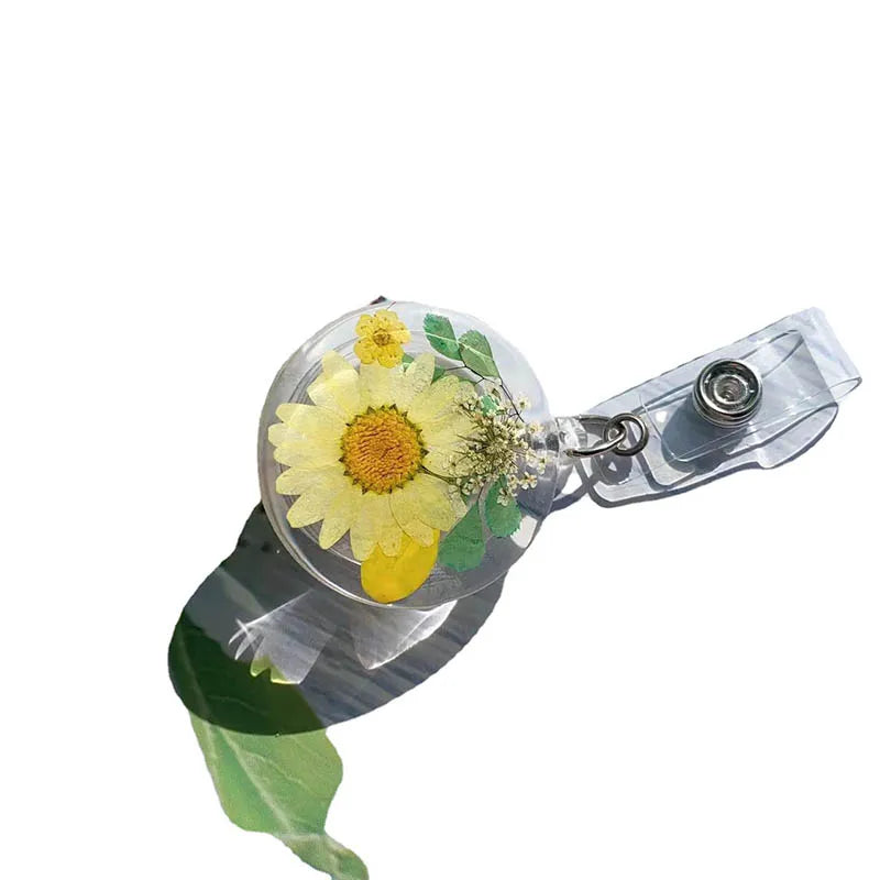 True Flowers Drops Badge Holder With 360 Rotating Alligator Clip