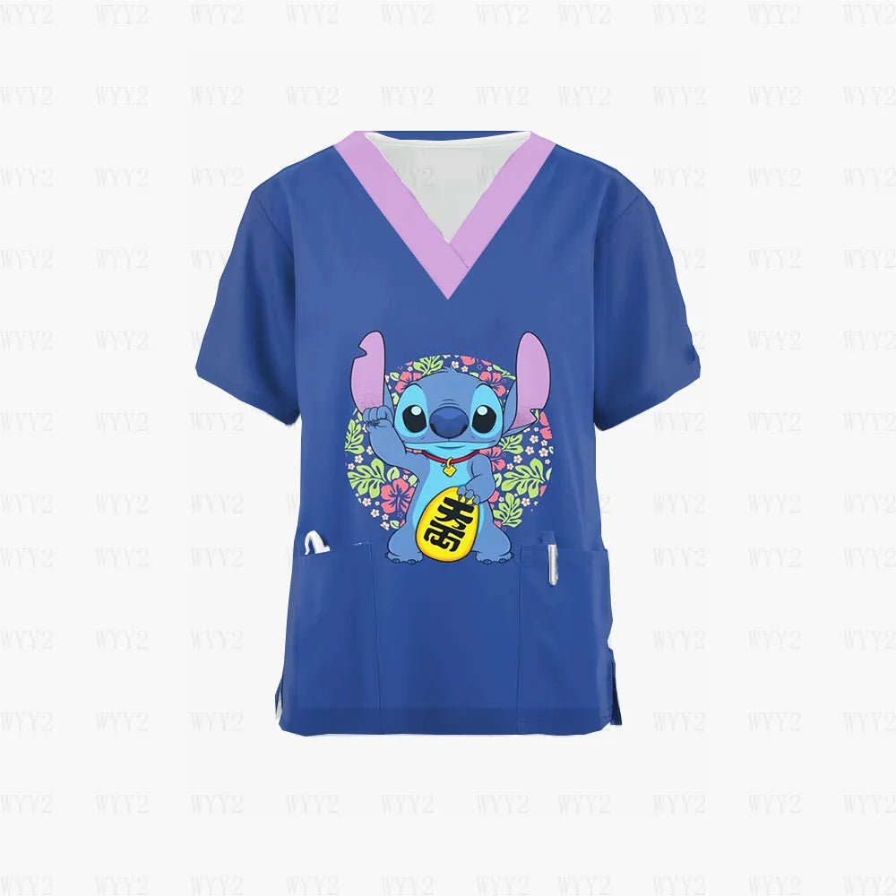 Disney Print Medical Uniform Women Men Nurse Accessories Clinical Uniform Dentist Work Shirt Veterinary Spa Scrub Tops - sKrubs by Kay LLC