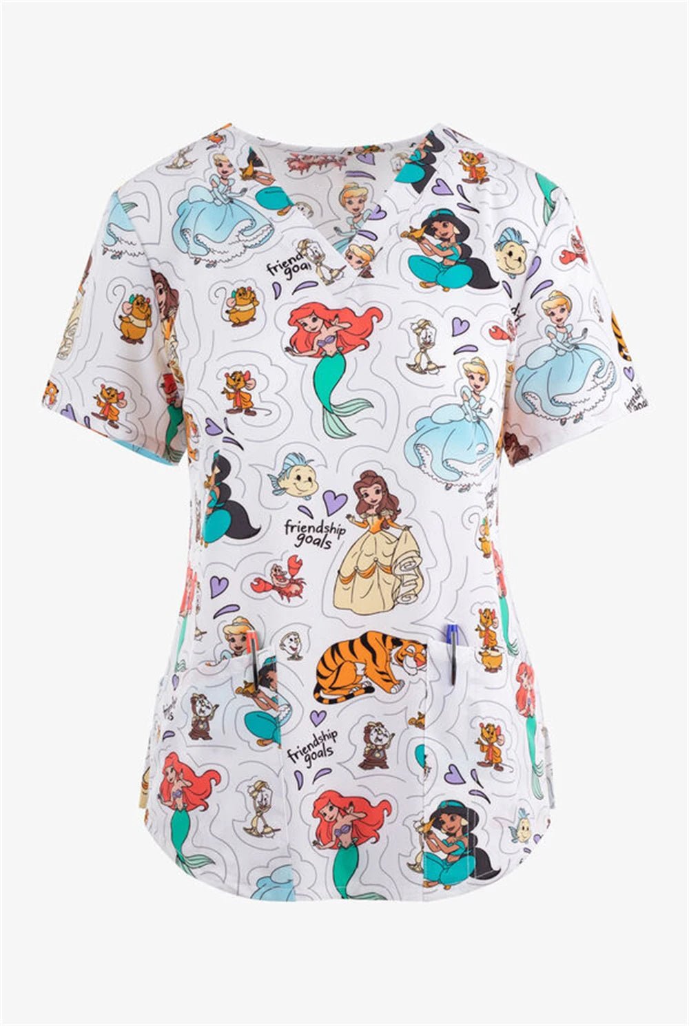 Disney Print Medical Uniform Women Men Nurse Accessories Clinical Uniform Dentist Work Shirt Veterinary Spa Scrub Tops - sKrubs by Kay LLC