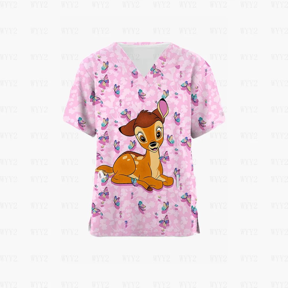 Disney Print Medical Uniform Women Men Nurse Accessories Clinical Uniform Dentist Work Shirt Veterinary Spa Scrub Tops - sKrubs by Kay LLC