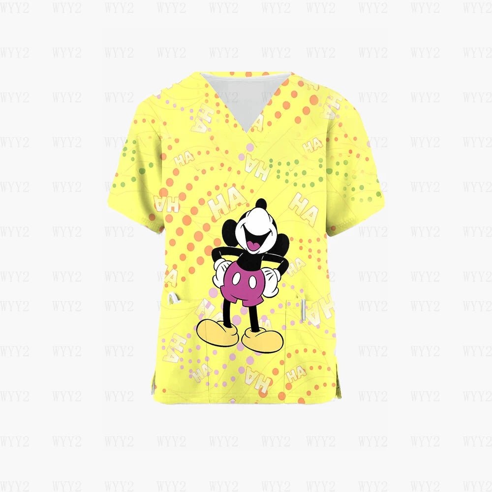 Disney Print Medical Uniform Women Men Nurse Accessories Clinical Uniform Dentist Work Shirt Veterinary Spa Scrub Tops - sKrubs by Kay LLC