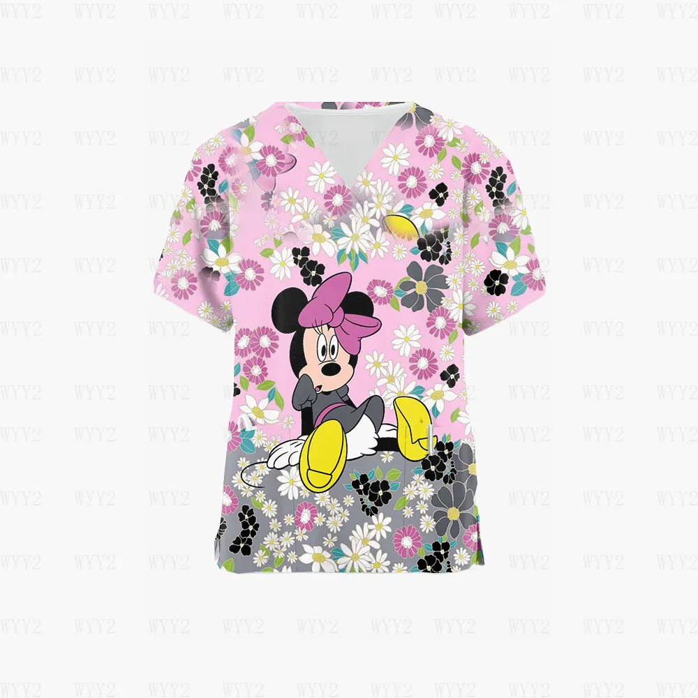 Disney Print Medical Uniform Women Men Nurse Accessories Clinical Uniform Dentist Work Shirt Veterinary Spa Scrub Tops - sKrubs by Kay LLC